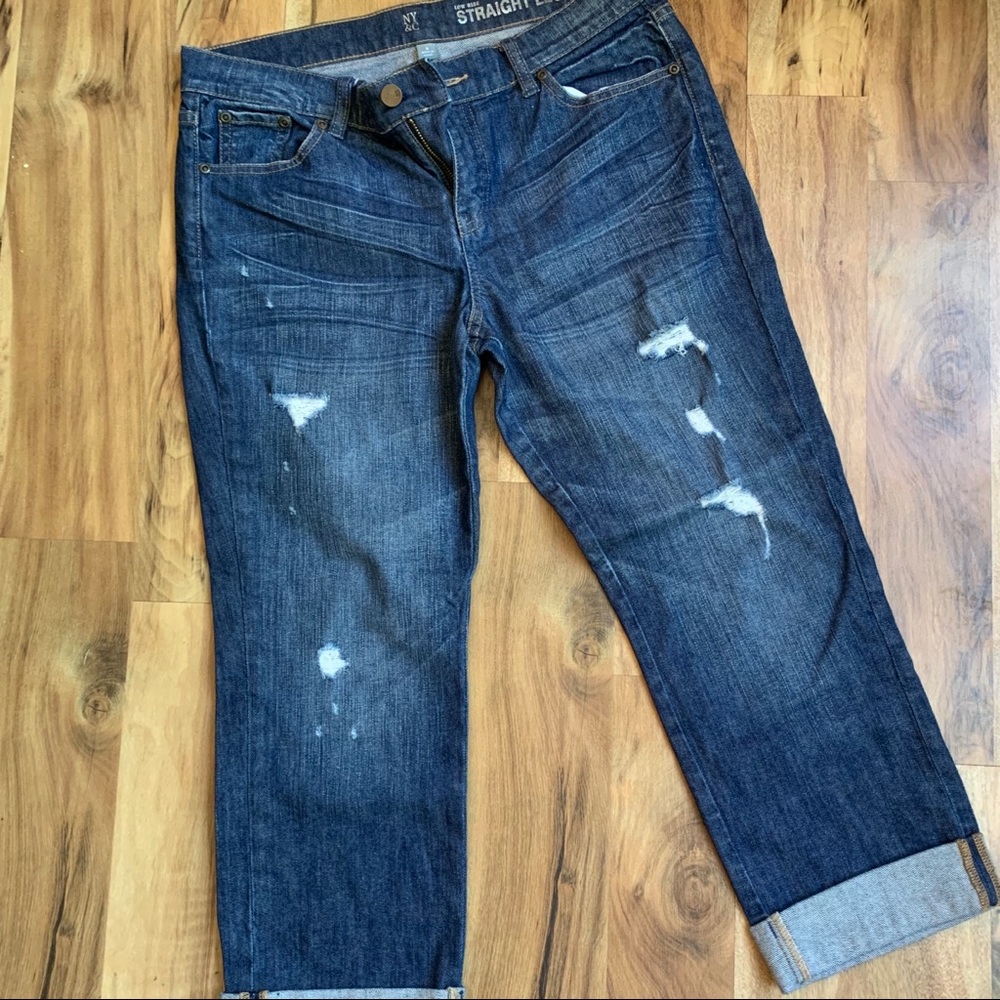 New York & Company Distressed Straight Leg Capris
